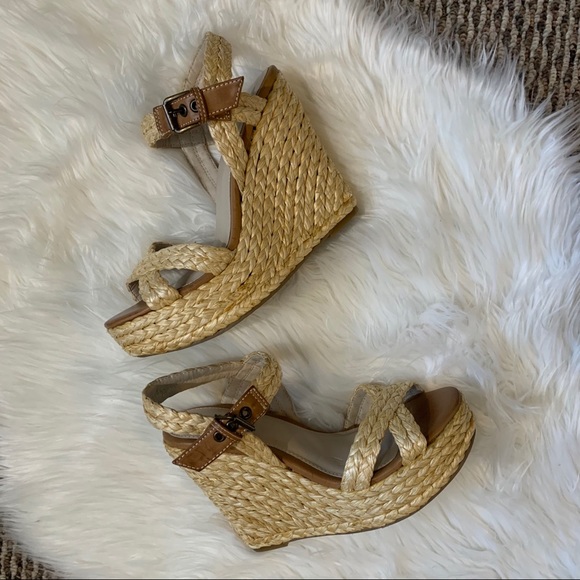 MIA Shoes - MIA Espadrille Wedge Sandals Tan Size 9